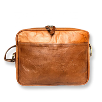 Bolsa de Mensajero de cuero de cabra hecha a mano de cuero marrón para uso de oficina Bolsa de mensajero de hombro usada multiusos