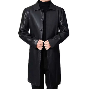 Manteau de luxe noir pour homme ARTISAN IMPEX à manches longues en fourrure de raton laveur, col montant, fermeture simple boutonnage - Product Image 5