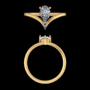 Anillo de Compromiso con Diamante Corte Pera en Forma de Wishbone de 0.99 Quilates, Oro Amarillo de 14k/18k, Anillo de Boda en Forma de V, Joyería Fina de Lujo para Novia - Product Image 3