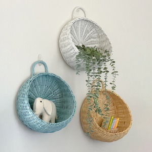 Best quality storage <b>baskets</b> home walls decor rattan hanging wall pocket sustainable <b>wicker</b> <b>basket</b> - Product Image 4