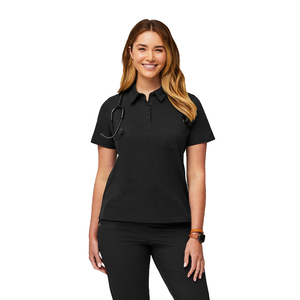 T-shirt polo élégant pour femme avec tissu léger, coupe extensible confortable, manches courtes et design décontracté élégant pour toutes les occasions - Product Image 2