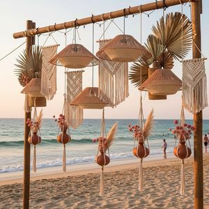 Abat-jour en rotin fait main, abat-jour tissé naturel pour lampe suspendue, lampe de table et lampe sur pied, décoration bohème pour la maison, éclairage - Product Image 5