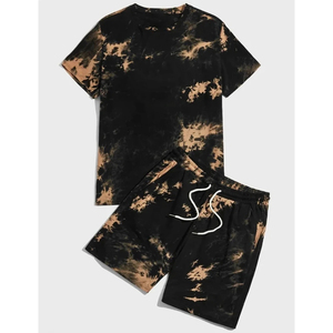 Ensemble t-shirt et short tie-dye pour homme, coupe classique, tricoté, col rond, décontracté, pour l'été - Product Image 5