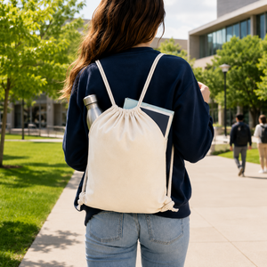 Cotton Drawstring <b>Backpack</b> | Eco-Friendly <b>Large</b> Capacity Reusable Gym Sports Travel <b>School</b> Shopping Sack Custom Logo Wholesale - Product Image 5