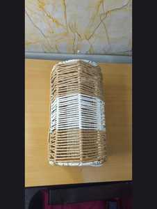 Cesta de Almacenamiento de Cuerda Tejida a Mano con Tapa, Caja de Regalo Decorativa Bicolor Natural, Contenedor Organizador Rectangular Ecológico - Product Image 4