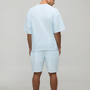 Conjunto de camiseta y pantalones cortos de verano, informales, de tela transpirable de algodón de alta calidad, para hombre, con logotipo personalizado, al mejor precio, suministro al por mayor. - Product Image 3