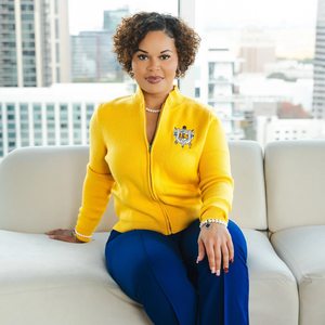 Women's Sigma Gamma Rho Classic Gold Knit <b>Cardigan</b> Custom Embroidered Zipper Front Winter <b>Thick</b> Sweater Elegant Sorority Apparel - Product Image 1