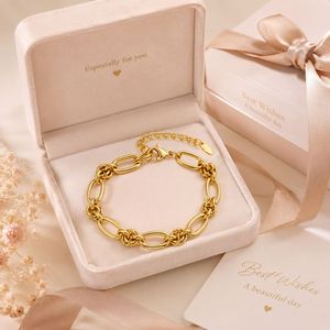 Knot <b>Bracelet</b> with Hollow Interlocking Link Stainless Steel for Women Chunky Statement Jewelry - Product Image 4