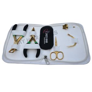 Kit de pinces pour extensions de cheveux avec étui blanc, outil de retrait de micro-perles et pince à sertir, aiguilles à doigts pour séparation des mèches, outils pour extensions capillaires - Product Image 1