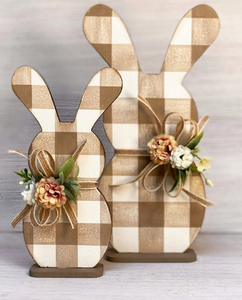 Wholesale <b>Easter</b> Wooden Bunny Table Decor Rustic Gingham Buffalo Plaid Rabbit Figurines Farmhouse <b>Easter</b> <b>Ornament</b> Decoration - Product Image 1