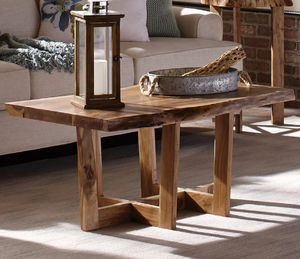 Table basse rectangulaire en bois de récupération durable, facile à assembler, style rustique, meubles de salon, utilisation pour salle à manger et entrée - Product Image 6