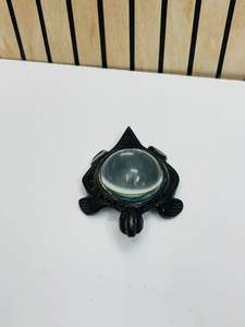 Presse-papiers en forme de tortue de 2 pouces en laiton massif noir antique avec loupe intégrée |   Loupe de bureau décorative - Product Image 2