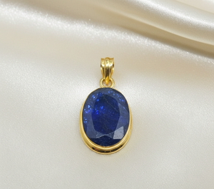 Colgante ovalado hecho a mano de plata de ley 925 con zafiro azul natural, regalo de joyería para mujer, diseño clásico minimalista - Product Image 5