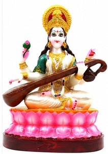 Statue en résine de la déesse hindoue Saraswati, figurine traditionnelle faite à la main, décoration religieuse pour Diwali, mariage, présentation sur table, style occidental - Product Image 2