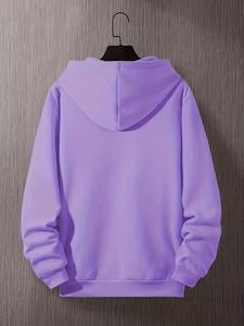 Sudadera con Capucha Morada para Mujer, Color Sólido, Manga Larga, Informal, de Algodón Tejido, con Bolsillos, para Otoño - Product Image 2