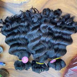 Extensions de cheveux humains pour femmes, mèches de cheveux naturels cambodgiens ondulés et bouclés, double trame machine - Product Image 2