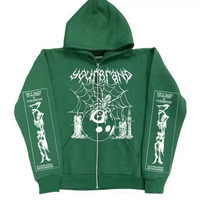Sudadera con Capucha Unisex Personalizada OEM, 100% Algodón, Estilo Urbano, Invierno, Lavada, con Bordado 3D en Relieve de Spider-Man, 350g