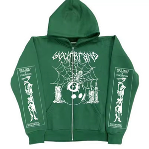 Sudadera con capucha unisex personalizada OEM con cremallera, 100% algodón French Terry, estilo urbano, técnicas de lavado invernal, bordado 3D de Spider-Man - Product Image 3