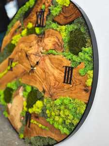 Customizable Moss and Cork Artificial <b>Wall</b> <b>Clock</b> for Home <b>Decor</b> for Garden <b>Decor</b> Olive Wood Frame Eco-Friendly - Product Image 5