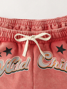 Novedad 2026: Pantalones Cortos 100% Algodón con Cintura Elástica, Estampado de Letras en Relieve, Estilo Casual Transpirable Tejido con Logotipo Frontal - Product Image 5