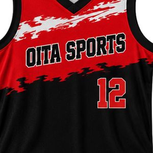 <b>Red</b> Black White Sublimation Basketball Jersey and Shorts Set Team Uniforms Comfortable Breathable Gym Sportswear Training Outfit - Product Image 5