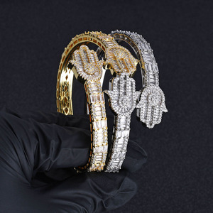 Mens Moissanite Diamond <b>Cuff</b> <b>Bracelet</b> 925 <b>Silver</b> Certified Diamond Baguette Tennis <b>Bracelet</b> Lightweight Luxury Jewelry Gift - Product Image 2