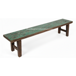 Banc Rita en bois de bateau récupéré, couleur naturelle, design éco-responsable et durable, fait main, petit tabouret en bois pour l'intérieur et l'extérieur - Product Image 6