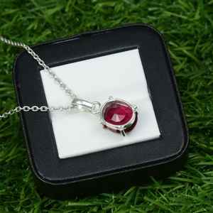 Colgante Ovalado de Rubí Rojo, Collar de Plata de Ley 925, Joyería con Piedra de Nacimiento de Julio, Colgante de Gema Natural, Elegante Regalo para Mujer - Product Image 3