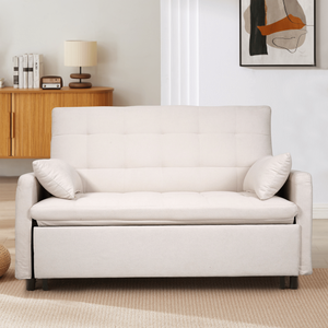 Divano Letto Convertibile Oversize 61 Pollici, Divanetto a 2 Posti con Tasche, Schienale Regolabile e Cuscini - Product Image 4