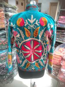 Velvet Embroidery Jacket Wholesale Indian Suzani Handwork Floral Women Ethnic Winter <b>Coat</b> B2B Export Manufacturer Custom Design - Product Image 2