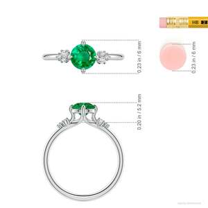 Anillo de Compromiso de Oro Sólido de 14K con Esmeralda Redonda y Diamantes de Corte Mixto, Joyería Fina Hecha a Mano y Personalizada para Boda - Product Image 4