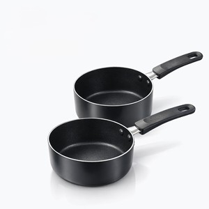 Modern Nonstick <b>Cookware</b> <b>Set</b> of 2 Saucepan & Cooking Pan | Aluminum Dishwasher Safe | Black - Product Image 1