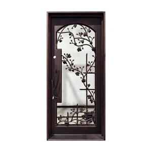 Hand-forged Modern <b>Swing</b> Iron Main Door with Asian-inspired Design Rust-resistant Powder-coated Finish Easy Assembly - Product Image 2