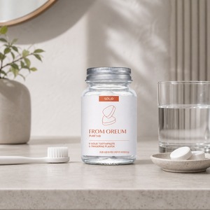 [FROM OREUM] Articles de toilette pour chambre d'hôtel, dentifrice solide saveur mandarine de Jeju, 60 comprimés pour la salle de bain des clients d'hôtel - Product Image 1