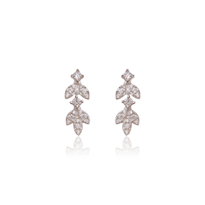925 Sterling Silver Leaf <b>Dangle</b> Stud <b>Earrings</b> with Cubic Zirconia For Women Handmade Wholesale Long Wholesale <b>Diamond</b> Wedding - Product Image 2