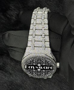 Reloj de Lujo con Diamantes, Estilo Hip Hop, Completamente Cubierto de Diamantes VVS Moissanite, Acero Inoxidable, Unisex, Analógico, de Moda - Product Image 5