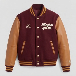 Premium Custom Letterman Varsity Jacket <b>Mens</b> Wool Body PU Leather Sleeve Baseball Bomber Zipper Closure Stand Front College - Product Image 5