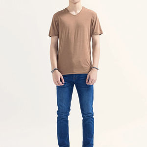 Camiseta de Cuello en V Personalizada de Alta Calidad, Camiseta Informal para Hombre, Camisetas Lisas para Hombre, Camisetas Básicas con Cuello en V, Talla Grande - Product Image 2