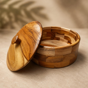 Latest Style Wood Tortilla Warmer Eco-Friendly Round Casserole with Lid for Kitchen & Dining Roti Box for Hot Seller - Product Image 1