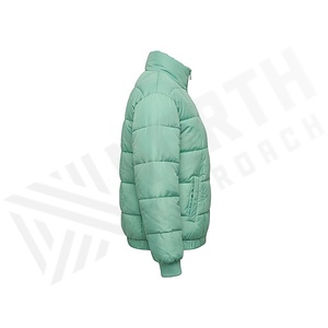 Hooded Quilted Waterproof <b>Bubble</b> Jacket Black Full Sleeve Winter Windproof Cotton Shell Knitted Fabric Polyester Filling Stand - Product Image 3