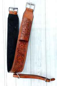 Venta caliente cuero caballo occidental sillín circunferencia Cinch accesorio Floral herramientas blanco trenzado diseño al por mayor fabricante - Product Image 6