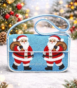 Monedero de Cuentas con Temática Navideña Personalizado, Bordado a Mano, Color y Forma Personalizados, Botón Bordado para Mujer, ARTE INDIO EXÓTICO - Product Image 1