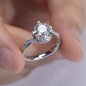 Round Cut D VVS2 Iced Out Lab Diamonds Ring Engagement Jewelry Lab Grown Diamond 18K <b>Solid</b> Gold Halo Rings - Product Image 1