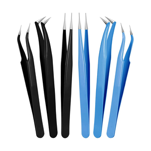 GETUP BROSONS IMPEX Pince à épiler en acier inoxydable à pointe fine et lisse 10 mm, prise en main précise, noir et bleu, outils de maquillage pour - Product Image 1