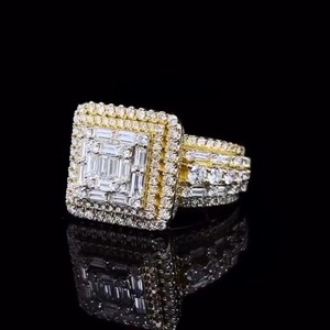 Hot Selling VVS Diamond 925 Sterling Hip Hop Yellow Gold Plated Cut <b>Ring</b> Wedding Gift <b>Men</b> Women Diamond Test Passes-Fine Jewelry - Product Image 2