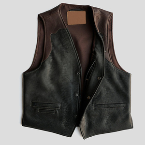 Wholesale Men's Winter Leather Vest with Custom Logo Printing OEM Service Customizable Color & Design Leather Vest With OEM - Product Image 4