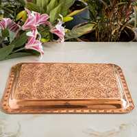 Plateau en cuivre vintage de qualité supérieure, écologique, artisanat métallique, design moderne marron, poignée solide, élégant, personnalisé pour la maison