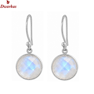 Jewelry manufacturer simple fine jewelry wholesale 925 sterling silver rainbow <b>moon</b> gemstone bezel drop <b>earring</b> for women - Product Image 2