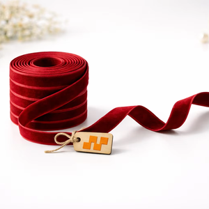 ริบบิ้นโพลีเอสเตอร์ 100% หน้ากำมะหยี่สองชั้น ขนาด 6 มม. ยี่ห้อเนลกามัล อินดัสทรีส์ ทนต่อการหดตัว เนื้อนุ่ม หรูหรา สำหรับตกแต่ง - Product Image 1