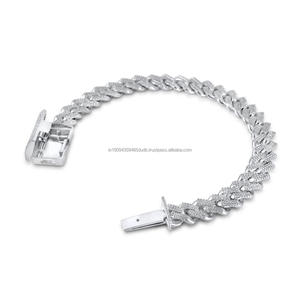 Bracelet unisexe en argent sterling 925 avec diamants Moissanite, maillons cubains, design Hip Hop entièrement serti - Product Image 1
